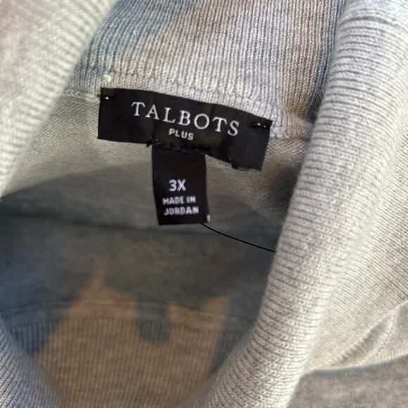 NWT Talbots Plus 3X Gray Turtleneck Sweater Button Cuff Long Sleeve Soft Stretch - Picture 8 of 8